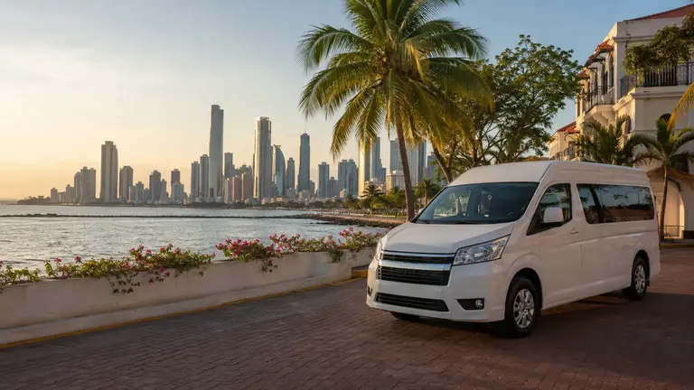 Panama City skyline and private transportation